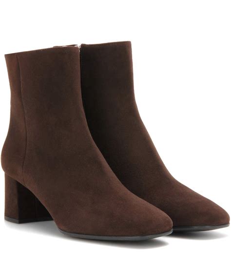 prada brown leather boots|Prada block heel bootie.